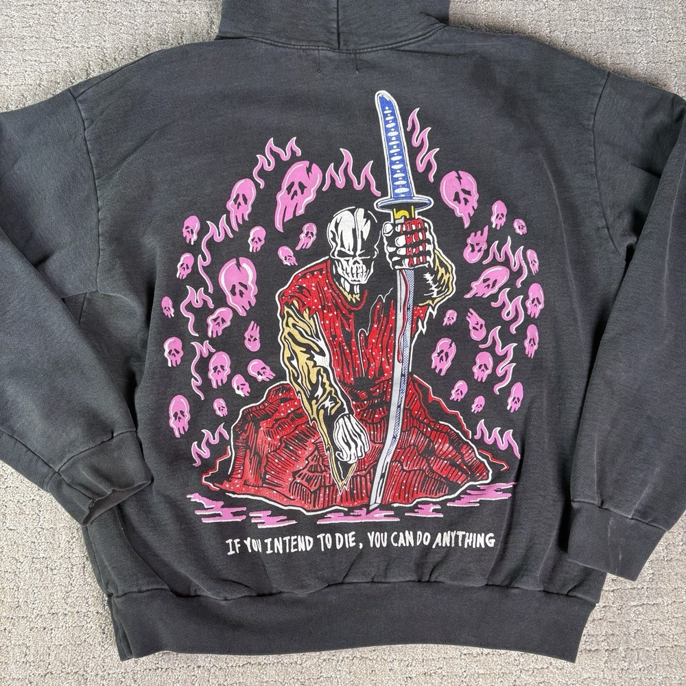 Warren Lotas Death Life Eyes Heavyweight Graphic Hoodie XL Samurai Sword
